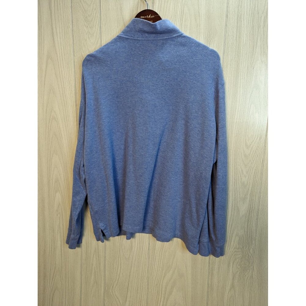 POLO RALPH LAUREN Estate Rib Jumper Blue Quarter 1/4 Zip Mens XL - Picture 2 of 7